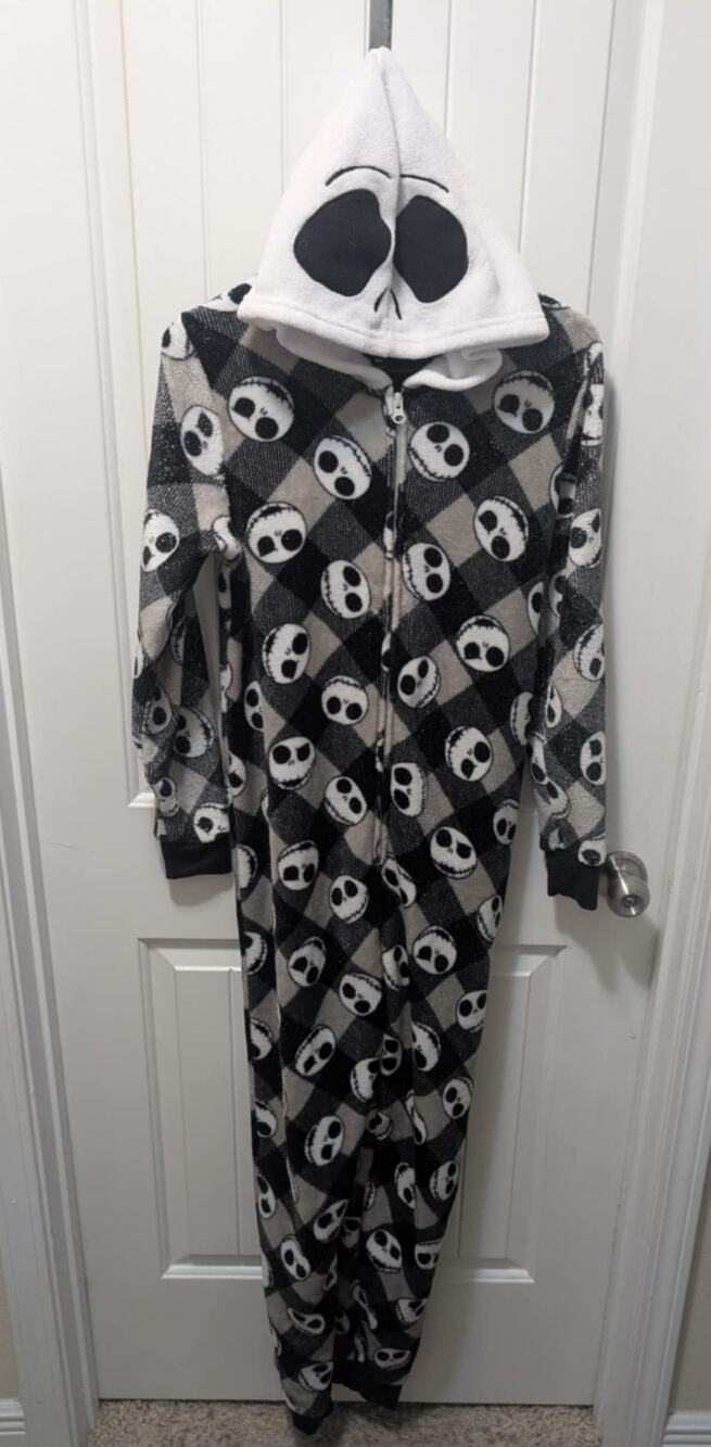 Jack Skellington Pajamas The Nightmare Before Christmas Size M Fleece One Piece